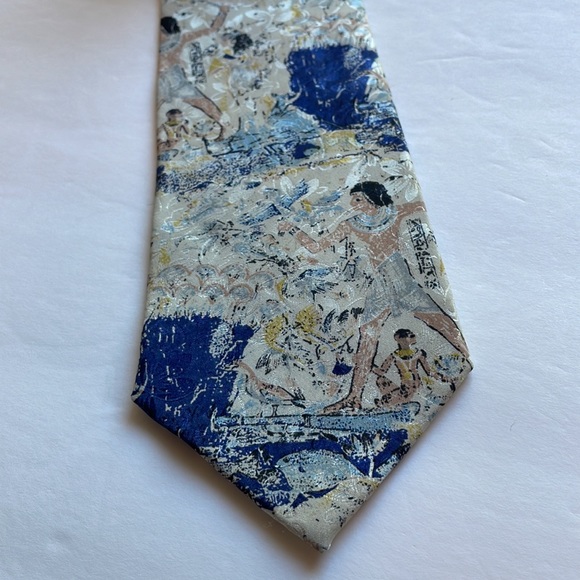 British Museum 100% Silk necktie tie, Egyptian design, nice long 58” x 3.75” - Picture 2 of 9
